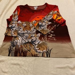 Vintage bonworth 90’s sequin safari sunset shirt 100% cotton Size XL
